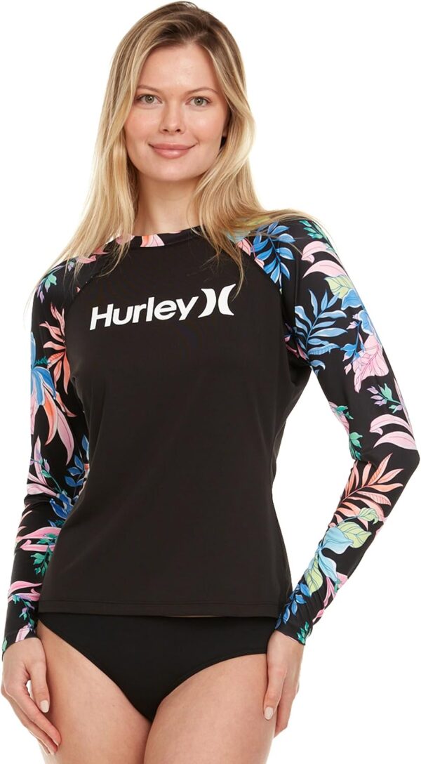 Hurley Rash Guard for Women, Womens Rash Guard Long Sleeve Shirts, Rashguard Swim Shirt Women UPF 50+ SPF & UV Protection