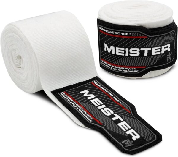 Meister Junior 108" Semi-Elastic Hand Wraps for MMA & Boxing (Pair)