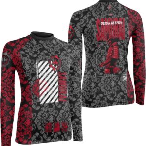 Samurai Warrior Women's Rash Guard Shirts Long Sleeve, Baselayer Compression Shirt for Jiu Jitsu MMA