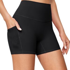IUGA Biker Shorts Women with Pockets No Front Seam 4" Yoga Spandex Shorts Women Workout Running High Waisted Tummy Control