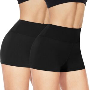 NexiEpoch 2 Pack Biker Shorts for Women - 3"/5" Booty Volleyball High Waisted Black Spandex Shorts for Yoga Dance Workout