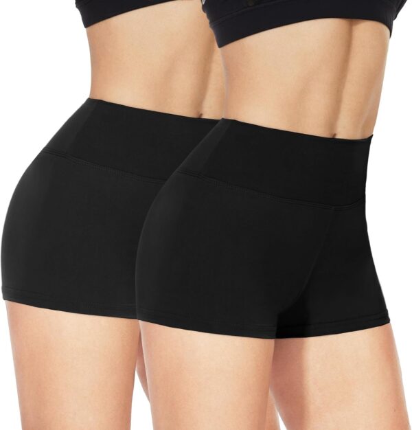 NexiEpoch 2 Pack Biker Shorts for Women - 3"/5" Booty Volleyball High Waisted Black Spandex Shorts for Yoga Dance Workout