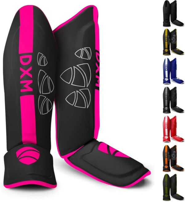 DXM SPORTS Martial Arts Shin Guards Kickboxing Leg Guards with Instep Protection for for Muay Thai, Boxing, MMA, Karate, Taekwondo, Sparring, Training, MMA Equipment
