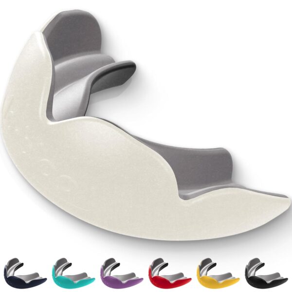 lobloo® PRO-FIT Sports Mouthguard – Ultra Slim 1mm | Dentist-Level Protection | Precision Vacuum-Fit | Oxygen Performance | MMA, Boxing, Football, Basketball. (Large +14yrs, Ivory)