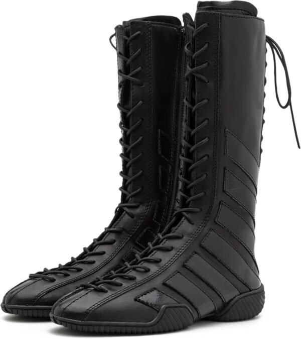 Womens Mid Calf Combat Boots Lace Up Vintage Flats Short Boots Strappy Sneakers Tall Boot