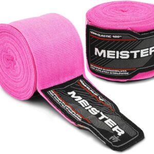 Meister Adult 180" Semi-Elastic Hand Wraps for MMA & Boxing (Pair)