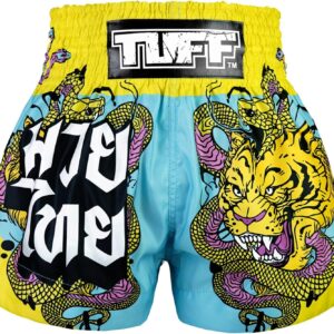 Tiger & Python Muay Thai Shorts Blue/Yellow by TUFF Sport