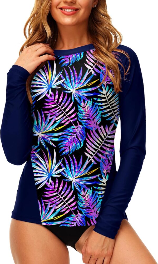 AOBUTE Women Long Sleeve Rash Guard UPF 50+ Swim Shirts with Thumb Hole