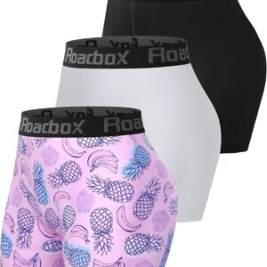 Roadbox 4" Women's Spandex Compression Shorts, 3 Pack Volleyball Shorts Athletic Biker Shorts for Workout Running Gym Yoga