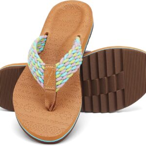 Women's Flip Flops with Arch Support - Yoga Mat Cushion Orthotic Thong Sandals for Plantar Fasciitis, Beach Walking Outdoor