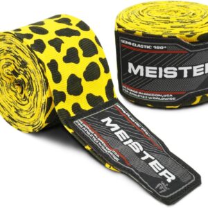 Meister Adult 180 Inch (457 cm) Semi-Elastic Hand Wraps for MMA & Boxing (Pair) - Leopard Spots