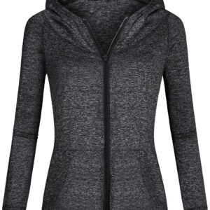 Hibelle Women's Full-Zip Fleece Lined Hoodie Sports Sweatshirts with Handy Pockets & Inside Pocket