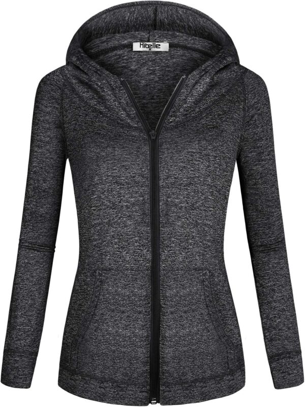 Hibelle Women's Full-Zip Fleece Lined Hoodie Sports Sweatshirts with Handy Pockets & Inside Pocket