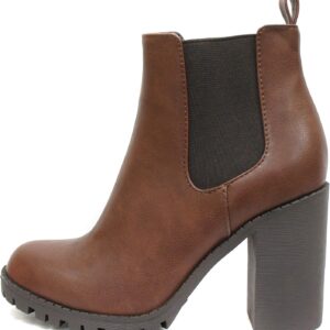 Soda Glove - Ankle Boot w/Lug Sole Elastic Gore and Chunky Heel