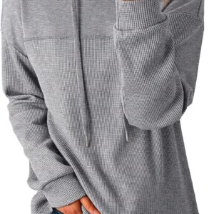 Dokotoo Womens Hoodies Casual Waffle Knit Long Sleeve Drawstring Pullover Sweatshirts Lightweight Hooded Tops