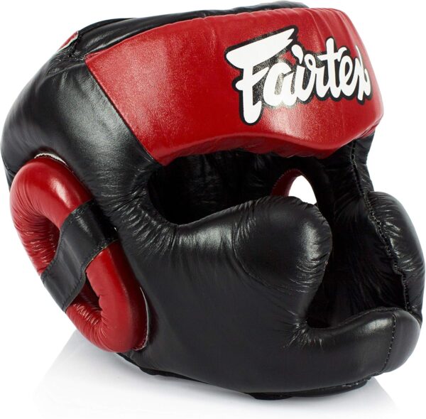 Fairtex Muay Thai & Boxing Headgear | Protective Sparring Head Guard with Adjustable Straps, Multi-Layer Padding, Enhanced Vision & Coverage