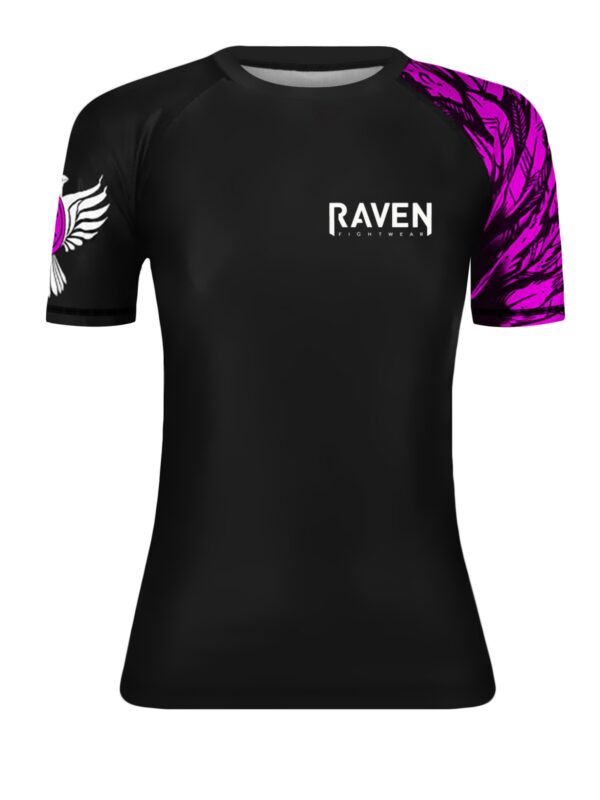 Raven Fightwear Women's Aerial Assault Short Sleeve BJJ Rash Guard MMA Black/Pin