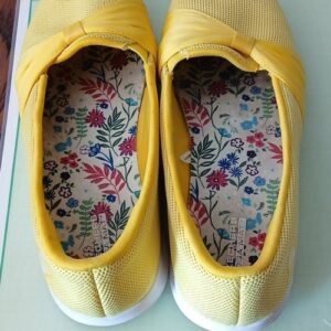 SKECHERS Goga Mat Slip-On Yellow Comfort Shoes Bow Accent Women's