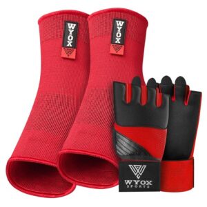 WYOX Women Boxing Hand Wraps & Ankle Sleeves/Brace – Pink Red Valentine Gym Gift