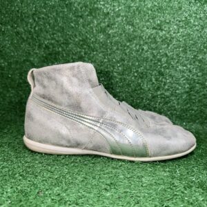Rare Puma Eskiva Mid Silver Leather Shoes Boxing Sneakers Vtg Womens Size 7 US