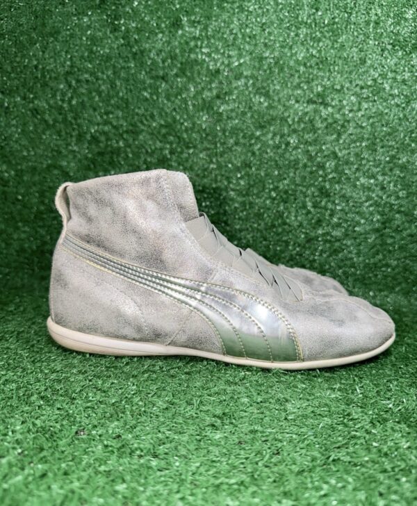 Rare Puma Eskiva Mid Silver Leather Shoes Boxing Sneakers Vtg Womens Size 7 US