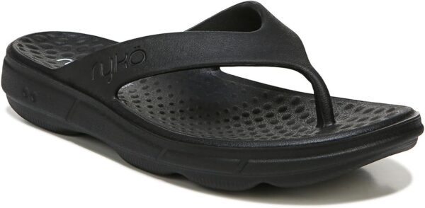 Ryka Rest EZ Size US 7 M EU 37 Women's Flip-Flop Recovery T-Strap Sandals Black