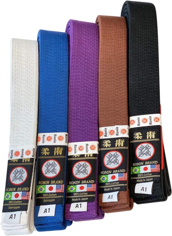 Ronin Brand - Japan Made Deluxe Jiujitsu BJJ Gi Belt - 1.75” wide-12 Row Stitching