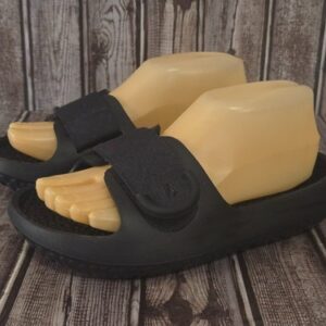 Sz 7 Women's Allbirds Sugar Slider Black Adjustable Strap Recovery Sandals VGUC!