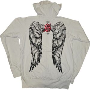 Women's Sinful by Affliction Flying Wings Tattoo Zip Up Sweater Hoodie Medium