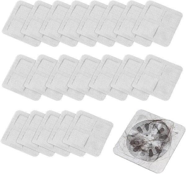 Disposable Shower Drain Hair Catcher, Disposable Hair Drain Stickers Drain Mesh Cover Bathroom Shower Drain Protector for Bathroom Laundry Kitchen Sink for Human and pet Hair (50)