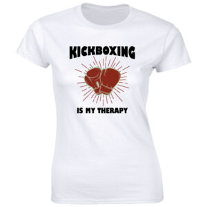 Kickboxing is My Therapy with Boxing Gloves White T-Shirt for Women