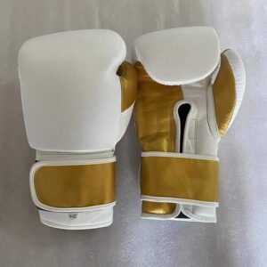 Premium White-Gold Boxing Gloves Training Sparring Punching 10oz 12oz 14oz 16oz
