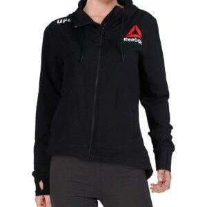 Reebok Womens UFC Walkout Hoodie Sweatshirt, Black, Medium