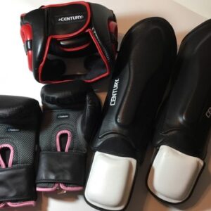 Full Set Century Women's Wrist Wrap Boxing Gloves 10 oz~ Helmet ~Shin Guards ++