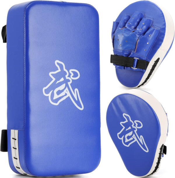 Boxing Focus Pads and Taekwondo Pad, 15.5 X 8 Blue, 2-In-1 Punching Mitts Kick P