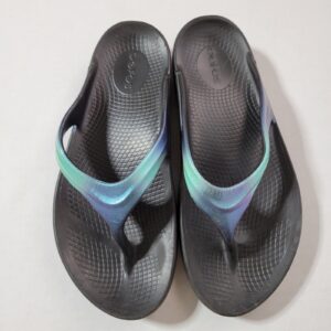 OOFOS Women's OOlala Luxe Recovery Sandals Atlantis Blue Ombre Teal Size 9