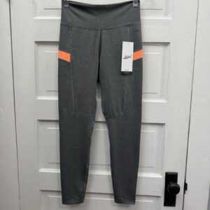 High Rise Compression Leggings Lezat Women M Gray Orange NWT