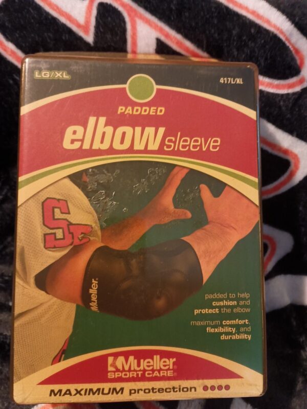 Mueller 417 Padded Elbow Compression Sleeve L XL Black New In Box