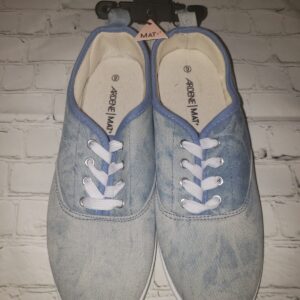 NWT Ardene Size 9 Denim Blue Jean Yoga Mat Flat Lace Up Sneaker Shoes Women's