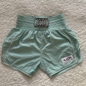 FLUORY Muay Thai and Boxing Shorts Workout Size L Blue Nylon Elastic Waist WMNS