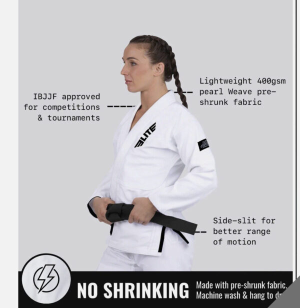 Elite ET1000 White Gi Jacket Only Belt Size F2 Jiu-Jitsu