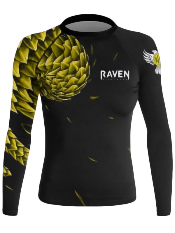 Raven Fightwear Women's Power Pangolin BJJ Rash Guard MMA Black/Yellow