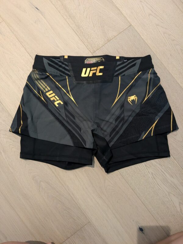 NEW UFC Venum authentic fight night women's black/gold shorts, short fit, medium