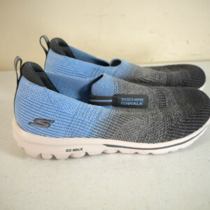 SKECHERS Go Walk Women's 6 GOGA MAT Blue Gray Slip-on Comfort Loafers Shoes NEW