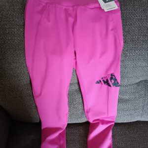 NWT ADIDAS WOMEN'S PANTS OPTIME STASH POCKET HIGH-7/8 TRAINING TIGHTS FUCHSIA SM