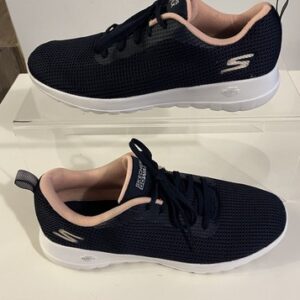 Skechers Go Walk Sneakers Navy Air Cooled Goga Mat WalkingShoes Women’s Sz 8 M