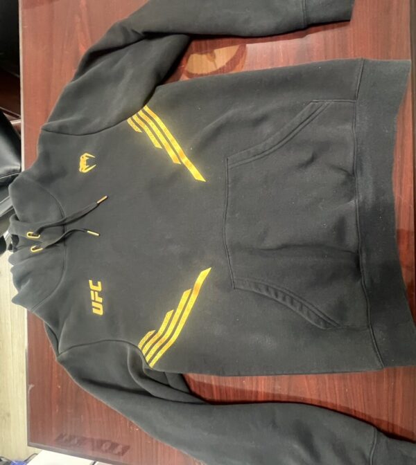 UFC Venum Replica Women's Pullover Hoodie Black/Gold Kangaroo Pocket Small