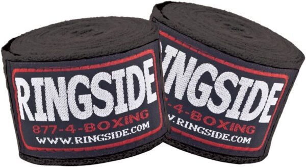 Ringside Junior Standard Cotton Boxing Handwraps, Black, 120"