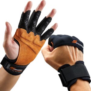 Padded Weight Lifting Gloves with Wrist Support, Full Palm Protection & Silicone