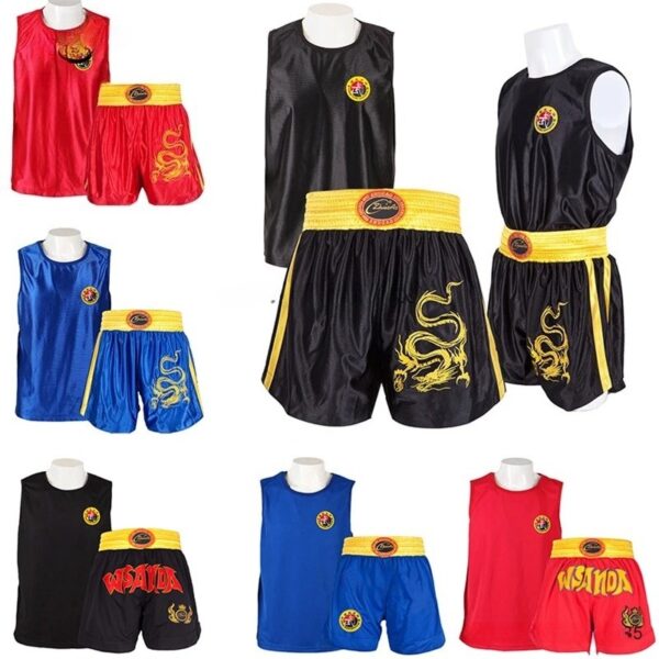 Muay Thai Shorts MMA T Shirt Kungfu Wushu Clothing Martial Arts Sanda Rashguard